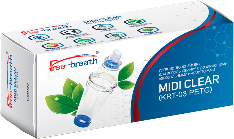 Спейсер для ингаляций Free-breath Midi Clear (KRT-03 PETG) - упаковка